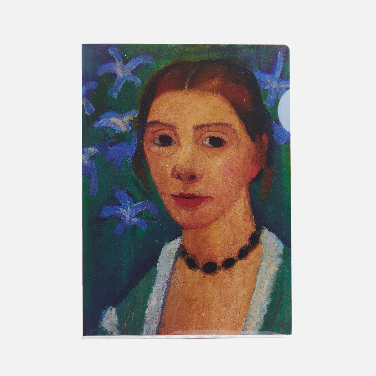 Self-Portrait in front of a Green Background with Blue Iris,1900–07, folder
