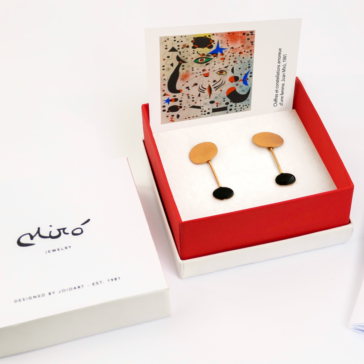 Miró Black Button Earrings