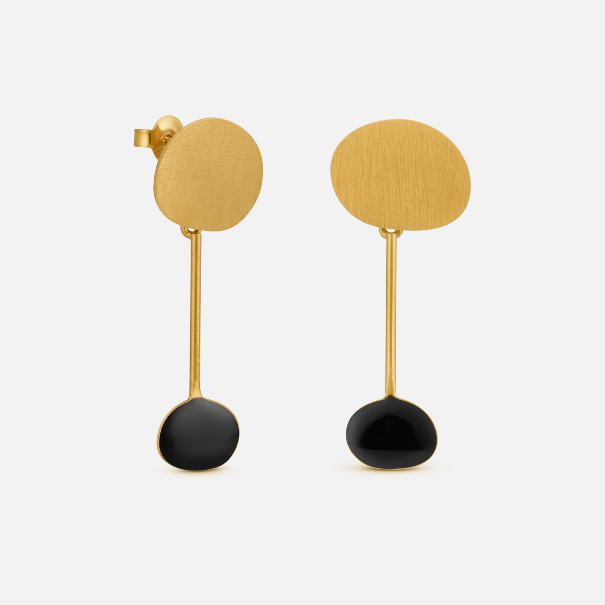 Miró Black Button Earrings