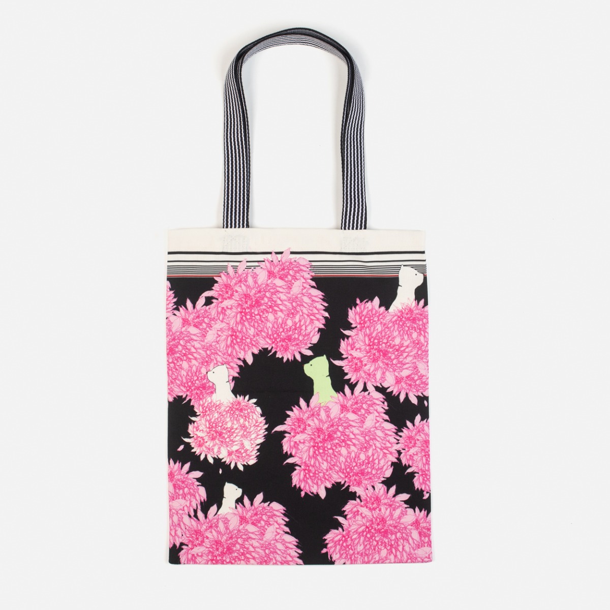 Flowers and Puppy Tote Bag