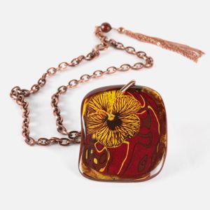 Square pendant with yellow flower